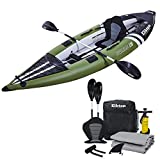 Elkton Outdoors Steelhead Inflatable Fishing Kayak - One-Person Angler Blow...