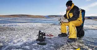 fisherman using the best ice fishing fish finder sonar